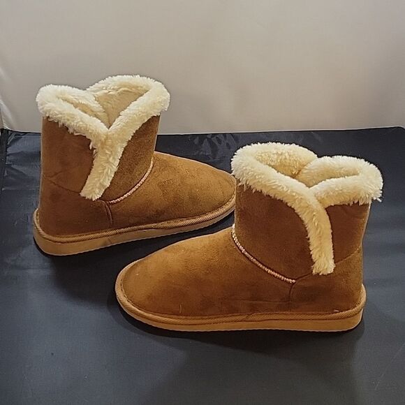 BRAND NEW JUST BE LADIES COG FAUX SUEDE ROUND TOE FAUX FUR WOMEN"S BOOTIES - Picture 7 of 13